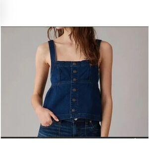 American Eagle Womens Denim Button-Up Tank Top With Crossback Straps Size XS